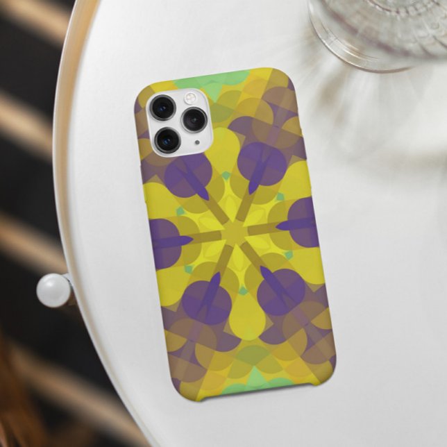 Coques Case-Mate iPhone Fleur de Mandala jaune violet et vert (Créateur téléchargé)