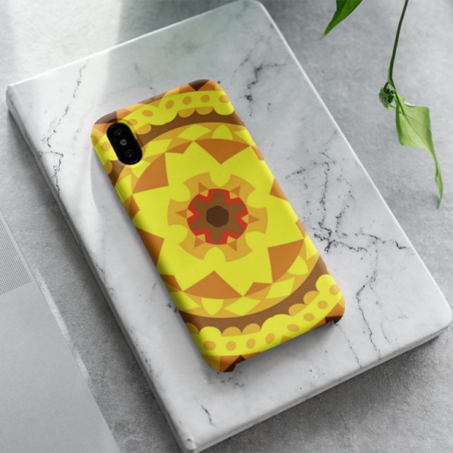 Coques Case-Mate iPhone Fleur de Mandala rétro jaune et orange (Créateur téléchargé)