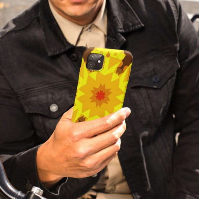 Coques Case-Mate iPhone Fleur de Mandala rétro orange et jaune (Créateur téléchargé)