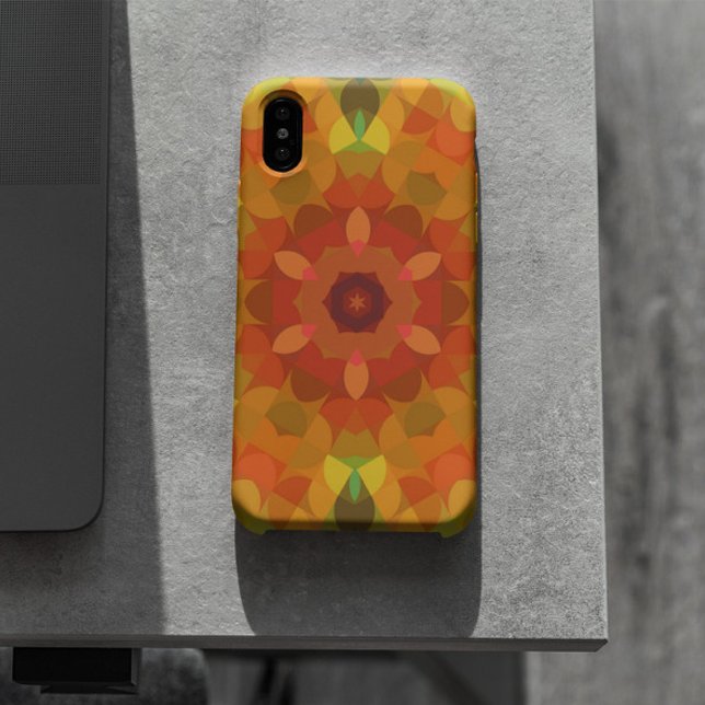 Coques Case-Mate iPhone Fleur de Mandala rétro orange jaune et vert (Créateur téléchargé)