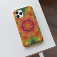 Fleur de Mandala rétro orange jaune et vert