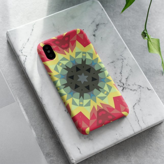 Coques Case-Mate iPhone Fleur de Mandala rétro rouge et jaune (Créateur téléchargé)