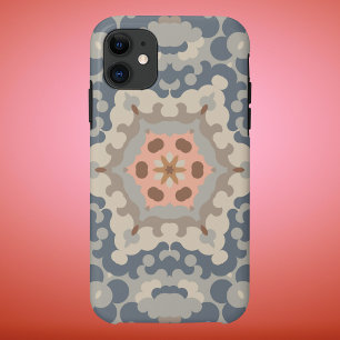 Case-Mate iPhone Case Fleur de Mandala rétro Tan Blue et Orange