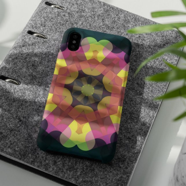 Coques Case-Mate iPhone Fleur de Mandala rose jaune et vert (Créateur téléchargé)