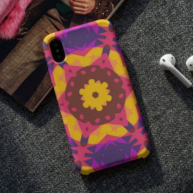 Coques Case-Mate iPhone Fleur de Mandala rose violet et jaune (Créateur téléchargé)