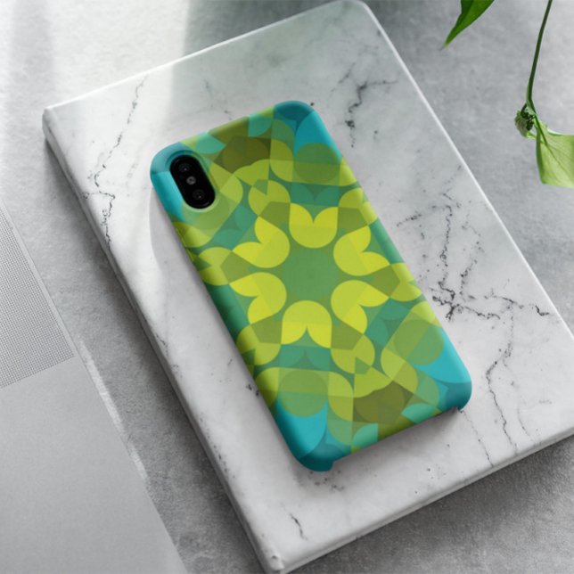 Coques Case-Mate iPhone Fleur de Mandala vert jaune et bleu (Créateur téléchargé)