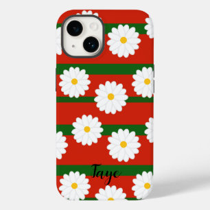 Coque Case-Mate iPhone Fleur de marguerite blanche rouge Joyeux Noël Vaca