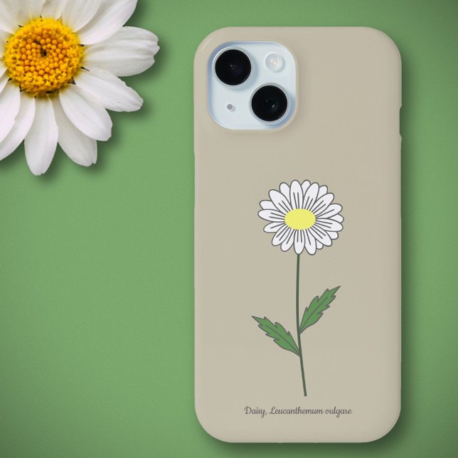 Coques Case-Mate iPhone Fleur de marguerite botanique Brown (Botanical Daisy Flower Brown Phone Case)
