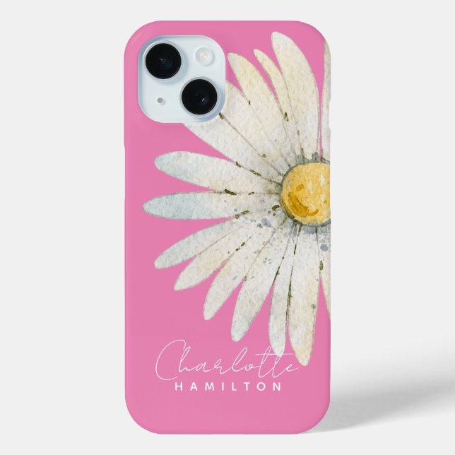 Coques Case-Mate iPhone Fleur de marguerite Nom personnalisé (Verso)