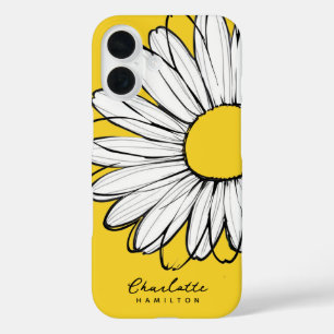 Coque Pour iPhone 16 Fleur de marguerite Nom personnalisé