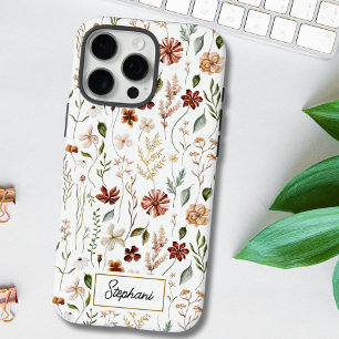 Coque iPhone 16 Pro Max Fleur de Monogramme Aquarelle Vintage Floral