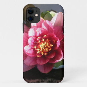 Coque iPhone 11 Fleur de nénuphar rose foncé ensoleillée