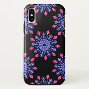 Coques Pour iPhone Fleur de néon bleu et rouge