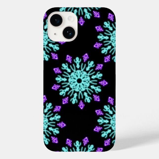 Coques Case-Mate iPhone Fleur de néon turquoise et violette (Verso)