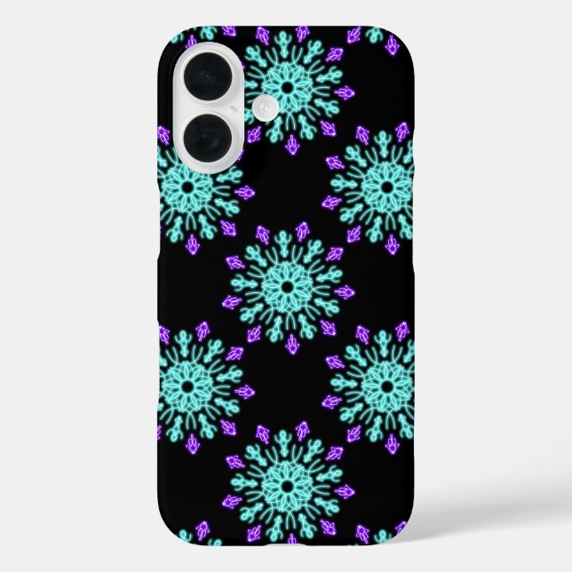 Coques Case-Mate iPhone Fleur de néon turquoise et violette (Verso)