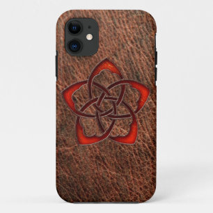Coque Case-Mate iPhone Fleur de noeud céleste orange en cuir véritable