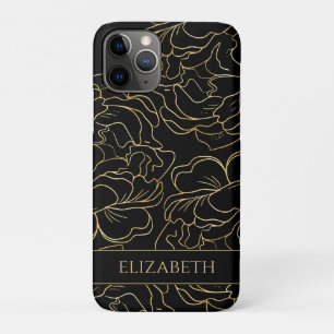 Case-Mate iPhone Case Fleur de Or Noir Personnalisé