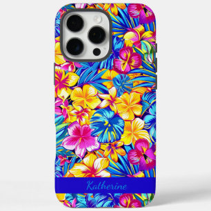 Coque iPhone 16 Pro Max Fleur de palmier tropicale hawaïenne colorée