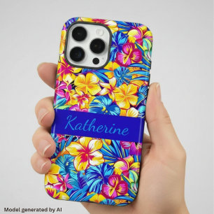 Coque iPhone 16 Pro Max Fleur de palmier tropicale hawaïenne colorée