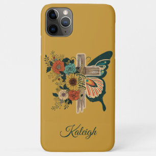 Case-Mate iPhone Case Fleur de papillon de foi Croix chrétienne Nom