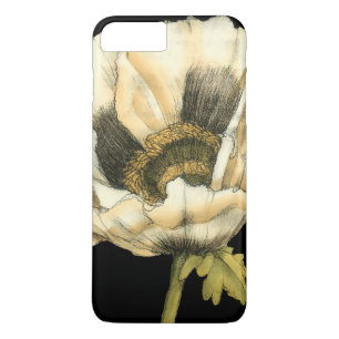 Coque iPhone 8 Plus/7 Plus Fleur de pavot à crème sur Arrière - plan noir