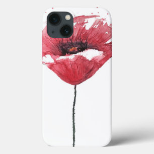 Etui iPhone 13 Fleur de pavot, aquarelle