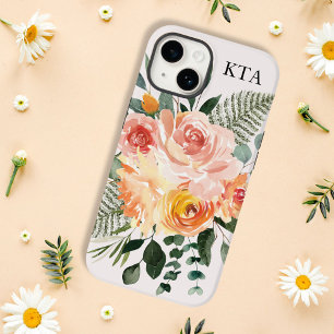 Coque Case-Mate iPhone Fleur de pêche rose rustique aquarelle d'automne