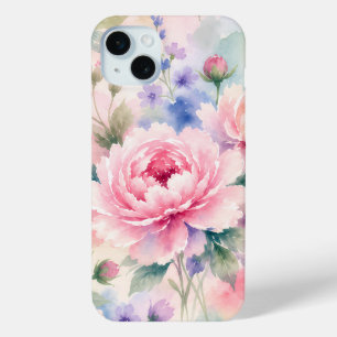 Coque Case-Mate iPhone Fleur de pivoine à l'aquarelle