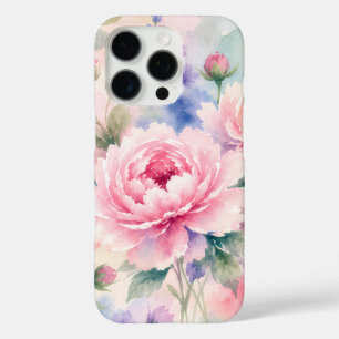 Coque iPhone 16 Pro Fleur de pivoine à l'aquarelle