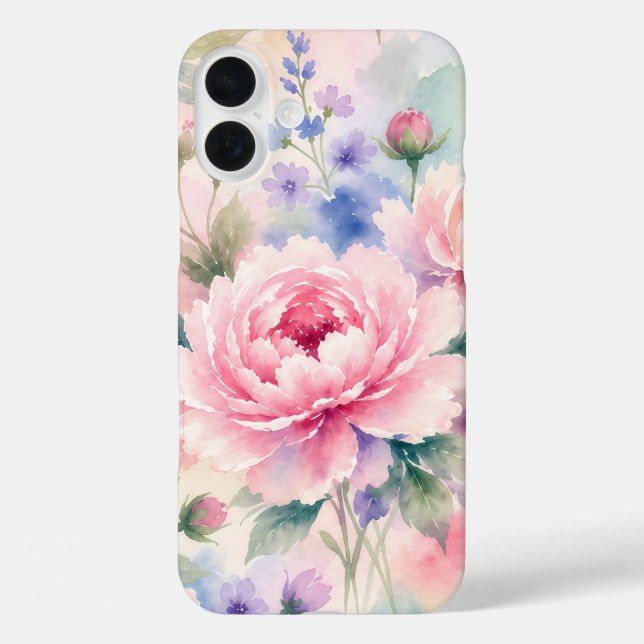 Coques Case-Mate iPhone Fleur de pivoine à l'aquarelle (Verso)