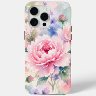 Coque Case-Mate iPhone Fleur de pivoine à l'aquarelle