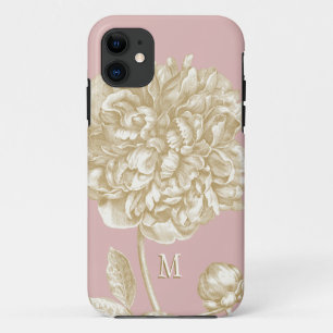 Case-Mate iPhone Case Fleur de pivoine botanique, rose et or décoré d'un