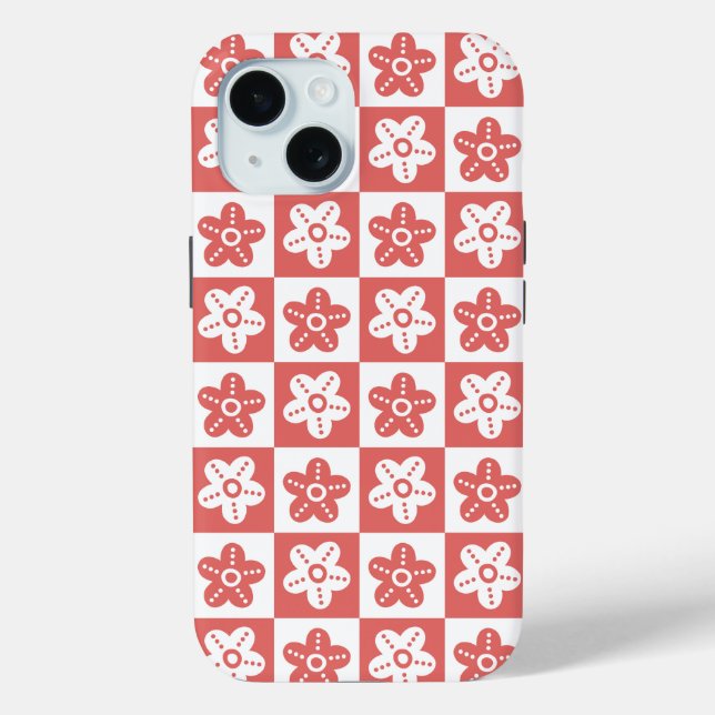 Coques Case-Mate iPhone Fleur de point rouge blanc (Verso)