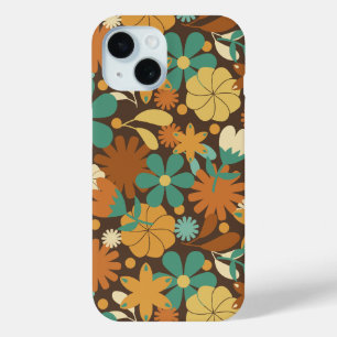 Coque Case-Mate iPhone Fleur de pouvoir funky des années soixante en brun