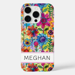 Coque iPhone 16 Pro Fleur de pouvoir rétro groove personnalisée
