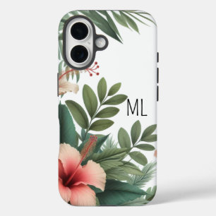 Coque Pour iPhone 16 Fleur de Tilleul Tropicale Monogramme Design d'Île