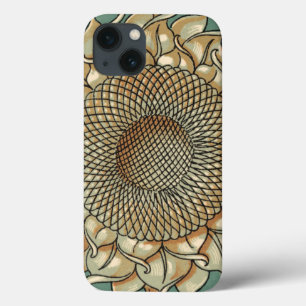 iPhone 13 Case Fleur de tournesol sur l'arrière - plan bleu-vert