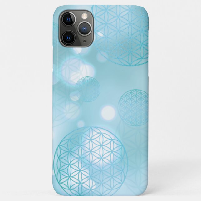 Coques Case-Mate iPhone Fleur de vie bleu étincelant (Dos)