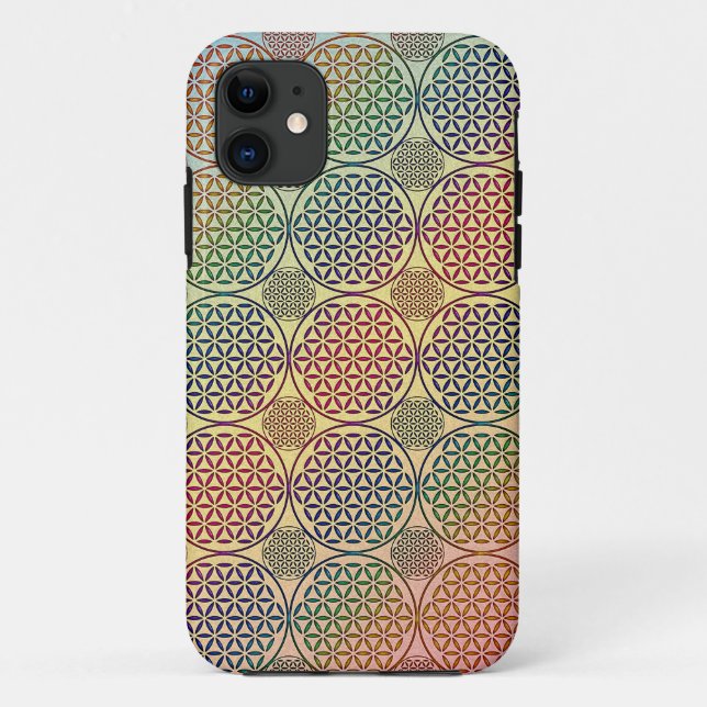 Coques Case-Mate iPhone Fleur de vie - motif de grunge de timbre 1 (Dos)