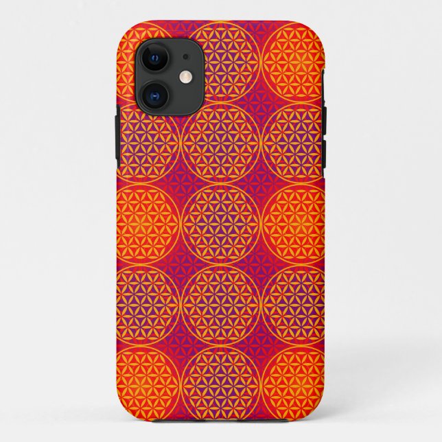 Coques Case-Mate iPhone Fleur de vie - motif de timbre - rose orange (Dos)