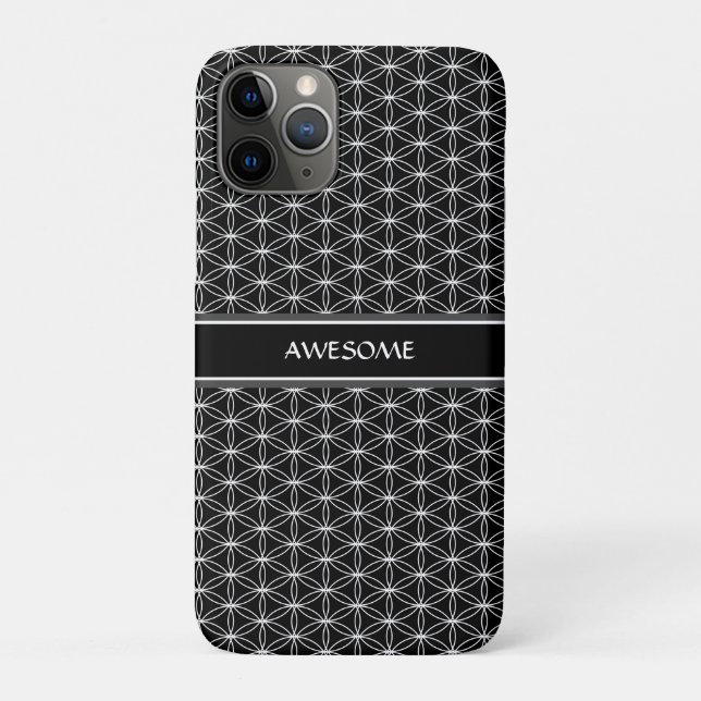 Coques Case-Mate iPhone Fleur de vie Motif sur noir (Dos)