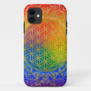 Coque Case-Mate Pour iPhone Fleur de vie - Ornement Arc-en-ciel or