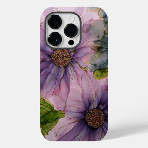 Coque Case-Mate iPhone fleur d'encre d'alcool rose et violet