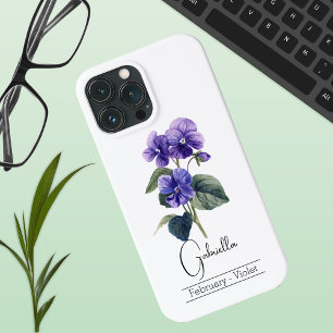 Case-Mate iPhone Case Fleur du mois de naissance Violet de février