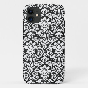 Coque Case-Mate Pour iPhone fleur en damassé noir et blanc