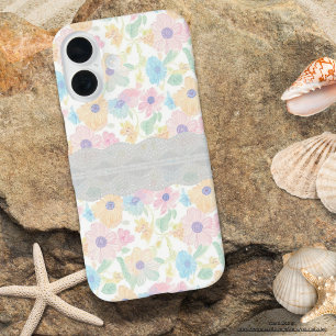 Coque Pour iPhone 16 Fleur et dentelle pastel minimaliste Cute chic