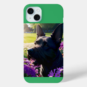 Coque Case-Mate iPhone Fleur et pelouse écossaise de chien Terrier