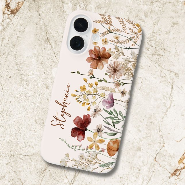 Coques Case-Mate iPhone Fleur Florale Jolie Wildflower Aquarelle Monogramm (In situ)