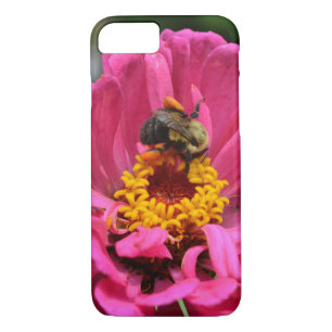 Coque iPhone 7 Fleur florale rose Zinnia Bumble miel abeille