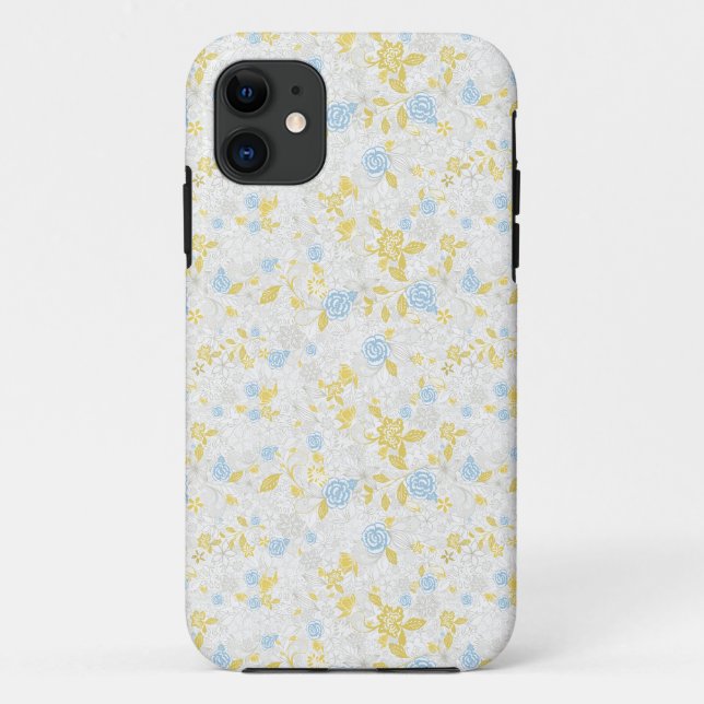 Coques Case-Mate iPhone Fleur florale turquoise Motif sans couture (Dos)